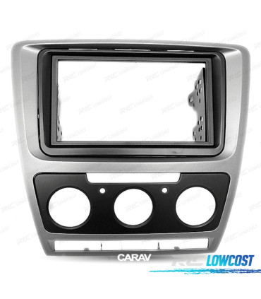 MOLDURA ADAPTADOR CINZENTA PARA RADIO 2-DIN PARA SKODA OCTAVIA 08-13 CON AIRE ACONDICIONADO MANUAL