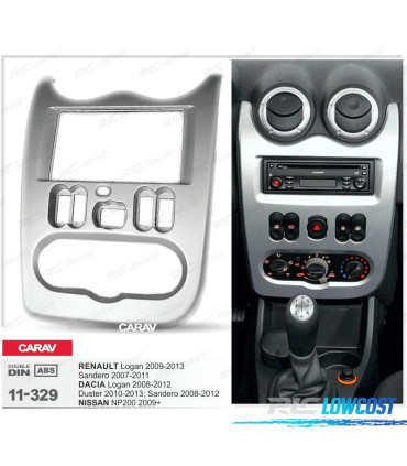MOLDURA ADAPTADOR GRIS PARA RADIO 2-DIN PARA RENAULT DACIA LOGAN SANDERO DUSTER NISSAN NP200