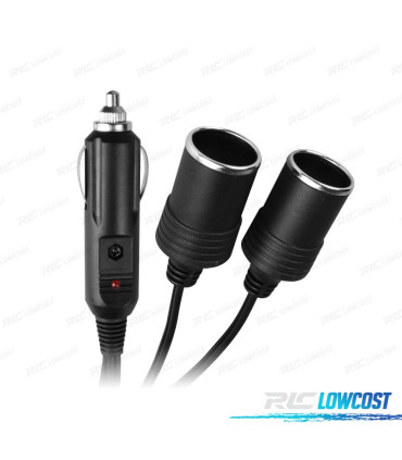 CARREGADOR DE ISQUEIRO 12V COM 2 ENTRADAS E CABO 28CM