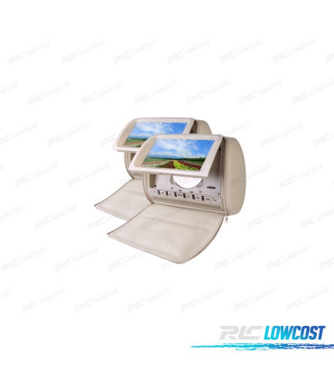 ENCOSTO DE CABEÇA MULTIMEDIA DVD 9 PULGADAS COR EM BEJE