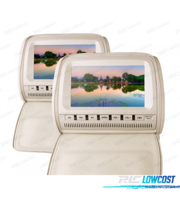 ENCOSTO DE CABEÇA MULTIMEDIA DVD 9 PULGADAS COR EM BEJE