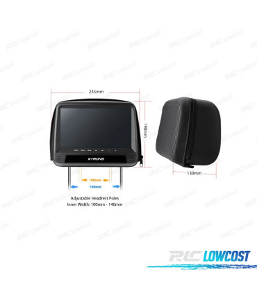 ENCOSTO DE CABEÇA MULTIMEDIA DVD 9" PULGADAS TACTIL COR EM PRETO