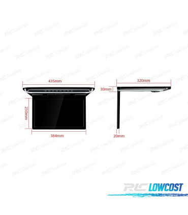 TELA DE TETO ULTRA FINA DE 15,6" COM LUZ LED HDMI 1080P USB E SD