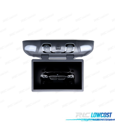 ECRÃ DE TETO CINZENTO 15,6" COM DVD COLUNAS LUZ E JOGOS 32BITS