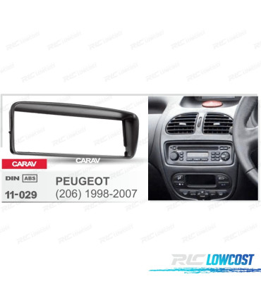 MOLDURA ADAPTADOR PRETO PARA RADIO 1-DIN PARA PEUGEOT 206 98-07