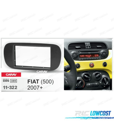 MOLDURA ADAPTADOR PRETO PARA RADIO 2-DIN PARA FIAT 500