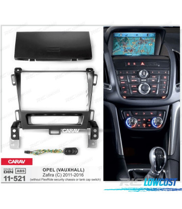MOLDURA ADAPTADOR PRETO PARA RADIO 2-DIN PARA OPEL ZAFIRA 11-16