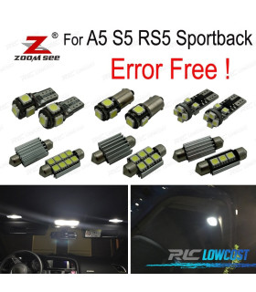 KIT COMPLETO DE 20 LÂMPADAS LED INTERIOR AUDI A5 S5 RS5 SPORTBACK 09-15