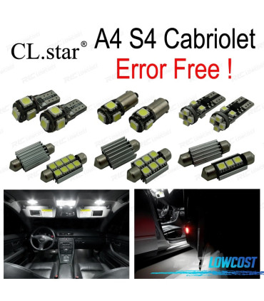 KIT COMPLETO DE 19 LÂMPADAS LED INTERIOR PARA AUDI A4 S4 CONVERTIBLE CABRIOLET CABRIO 2002-2009