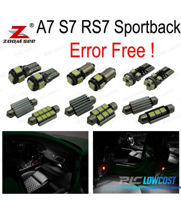 KIT COMPLETO DE 18 LÂMPADAS LED INTERIOR PARA AUDI A7 S7 RS7 SPORTBACK 2012 +