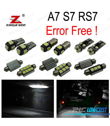 KIT COMPLETO DE 16 LÂMPADAS LED INTERIOR PARA AUDI A7 S7 RS7 C7 QUATTRO 2011-2017