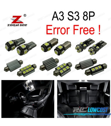 KIT COMPLETO DE 20 LÂMPADAS LED INTERIOR PARA 2003-2013 PARA AUDI A3 S3 8 P 3 PUERTA Y 5 PUERTA SPORTBACK