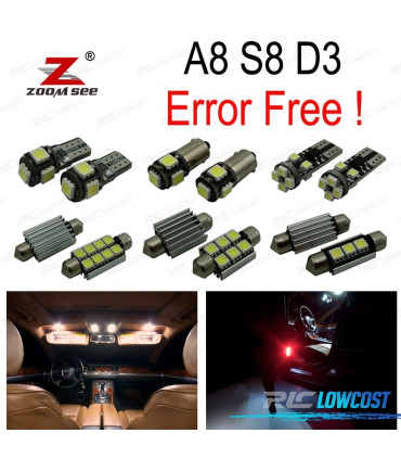 KIT COMPLETO DE 23 LÂMPADAS LED INTERIOR PARA AUDI A8 S8 D3 QUATTRO 2003 -2009