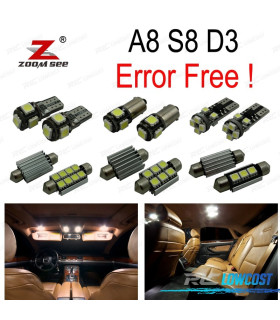 KIT COMPLETO DE 25 LÂMPADAS LED INTERIOR PARA AUDI A8 S8 D3 2003-2009