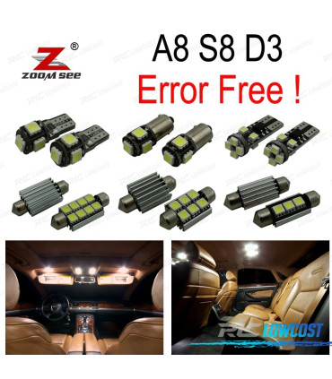 KIT COMPLETO DE 25 LÂMPADAS LED INTERIOR PARA AUDI A8 S8 D3 2003-2009