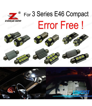 KIT COMPLETO DE 18 LÂMPADAS LED INTERIOR BMW SERIE 3 E46 COMPACTO 316TI 318TD 318TI 320TD 325TI 01-05