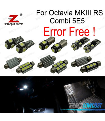 KIT COMPLETO DE 17 LÂMPADAS LED INTERIOR PARA SKODA OCTAVIA MK 3 MKIII RS COMBI 5E5 WAGON 2013 +