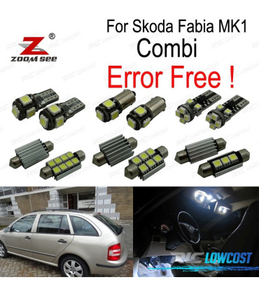 KIT COMPLETO DE 17 LÂMPADAS LED INTERIOR PARA SKODA FABIA 1 MK1 MKI COMBI WAGON 1999-2007