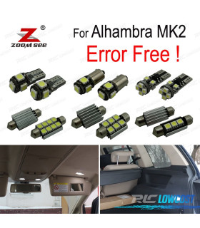 KIT COMPLETO DE 21 LÂMPADAS LED INTERIOR SEAT ALHAMBRA II MK2 710 711 2011-2017