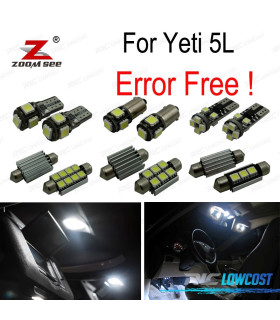 KIT COMPLETO DE 19 LÂMPADAS LED INTERIOR PARA SKODA YETI 5L SUV 2009 +