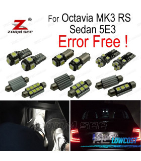 KIT COMPLETO DE 16 LÂMPADAS LED INTERIOR PARA SKODA OCTAVIA 3 MK3 SALÞãN MKIII 5E3 SEDÞN RS 2013 +