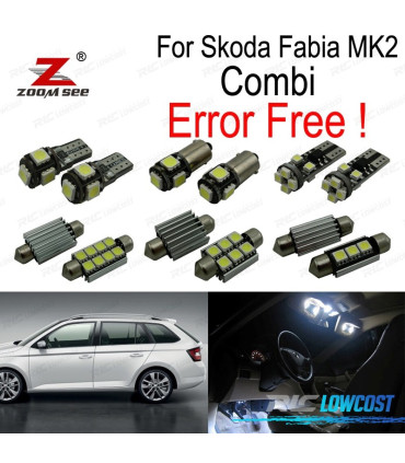 KIT COMPLETO DE 17 LÂMPADAS LED INTERIOR PARA SKODA FABIA 2 MK2 MK II COMBI ESTATE WAGON 2008-2014