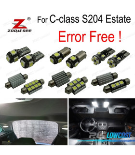 KIT COMPLETO DE 19 LÂMPADAS LED INTERIOR MERCEDES CLASE C S204 C180 C220 C230 C250 C280 C300 C320 C350 C63 AMG