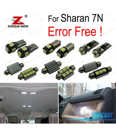 KIT COMPLETO DE 21 LÂMPADAS LED INTERIOR PARA VOLKSWAGEN VW SHARAN 7N 2011-2018