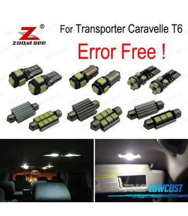 KIT COMPLETO DE 19 LÂMPADAS LED INTERIOR PARA VOLKSWAGEN VW CARAVELLE MK6 T6 2016-2018