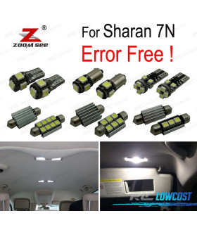 KIT COMPLETO DE 17 LÂMPADAS LED INTERIOR PARA VOLKSWAGEN VW SHARAN 7N 2011-2018