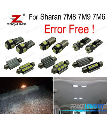 KIT COMPLETO DE 21 LÂMPADAS LED INTERIOR PARA VOLKSWAGEN VW SHARAN 7 M 8 7M9 7M6 2000-1995