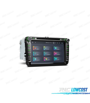 AUTO RADIO GPS ANDROID 10.0 LCD TáCTIL 8" 4K VOLKSWAGEN VW PARA SEAT E SKODA 4GB RAM 64GB ROM HEXA-CORE CARPLAY HDMI