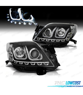 FARÓIS LUZ DIURNA LED TOYOTA LAND CRUISER FJ150 09-13 FUNDO PRETO