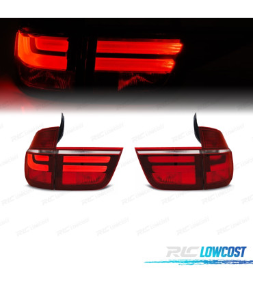FAROLINS TRASEIROS LED LIGHBAR PARA BMW X5 E70 07-10 VERMELHO BRANCO