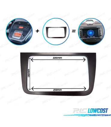 MOLDURA ADAPTADOR CINZA PARA RADIO 2-DIN PARA SEAT ALTEA TOLEDO