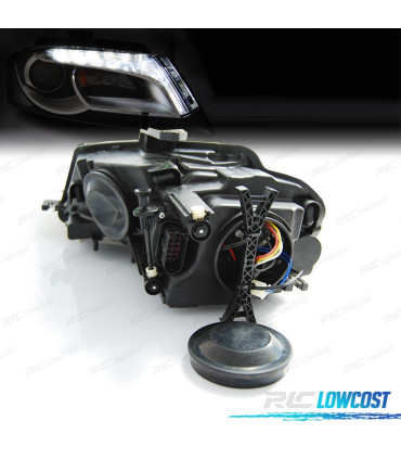 FARÓIS COM LUZ DIURNA TRU DRL PARA AUDI A3 8P 08-12 FUNDO PRETO