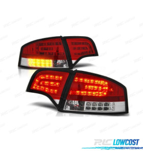 FAROLINS TRASEIROS LED PARA AUDI A4 B7 SEDAN 05-08 VERMELHO CROMADO