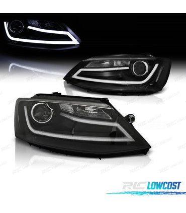FARÓIS LUZ DIURNA LED VOLKSWAGEN VW JETTA 11-18 FUNDO PRETO