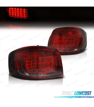 FAROLINS LED AUDI A3 8P 3 PORTAS 08-12 VERMELHO ESCURECIDO