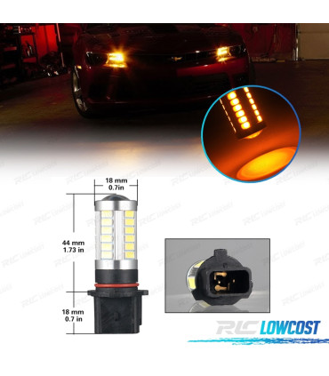 LÂMPADAS LED P13W PSX26W SP13W LARANJA PARA PISCA