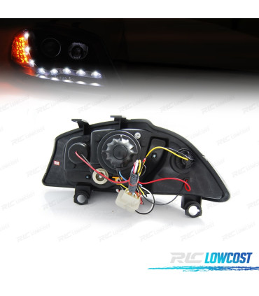 FARÓIS LUZ DIURNA + PISCA LED SEAT IBIZA 6L 02-08 FUNDO PRETO