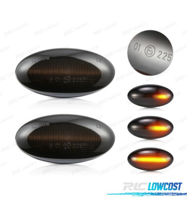 PISCAS LATERAIS DINAMICOS LED ESCURECIDOS PEUGEOT 307 206 407 107 607 1007 CITROEN C1 C2 C3 C5 C6
