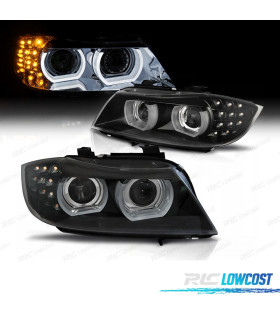 FARÓIS XENON ANGEL EYES 3D BMW E90 E91 08-12 FUNDO PRETO
