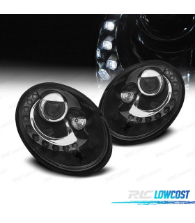 FARÓIS LUZ DIURNA LED VOLKSWAGEN VW BEETLE 06-12 FUNDO PRETO