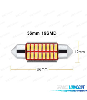 LAMPADA LED 5W C10W SUPER BRILHANTE 4014 SMD CANBUS 36MM