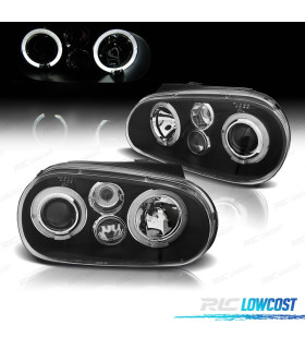 FARÓIS ANGEL EYES LED VOLKSWAGEN VW GOLF IV 4 LOOK R32 FUNDO PRETO