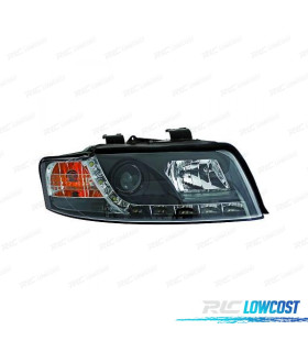 FARÓIS FRONTAIS LUZ DIURNA AUDI A4 BERLINA AVANT 00-04 FUNDO PRETO