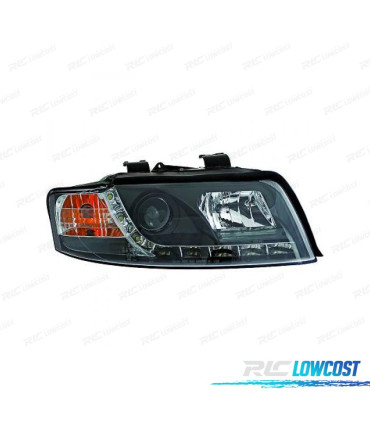 FARÓIS FRONTAIS LUZ DIURNA AUDI A4 BERLINA AVANT 00-04 FUNDO PRETO