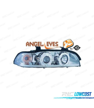 FARÓIS FRONTAIS BMW E39 95-00 ANGEL EYES CROMO CCFL