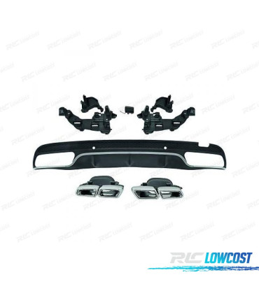 DIFUSOR TRASEIRO MERCEDES CLASE C W205 LOOK C63 AMG 14-17 + PONTEIRAS ESCAPE